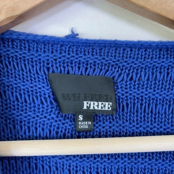 Aritzia Wilfred Free Royal Blue Hooded Open Knit Cashmere  Blend Sweater - Picture 14 of 15